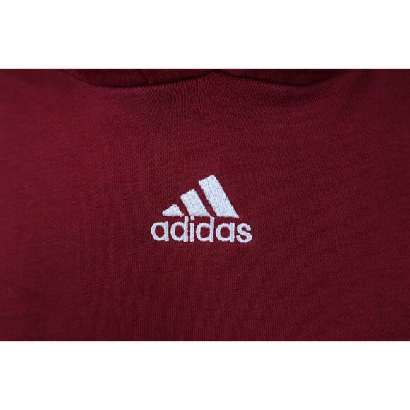 Vintage Y2K Adidas Mens 2XL Distressed Spell Out Center Logo Hoodie Sweatshirt - Picture 4 of 16